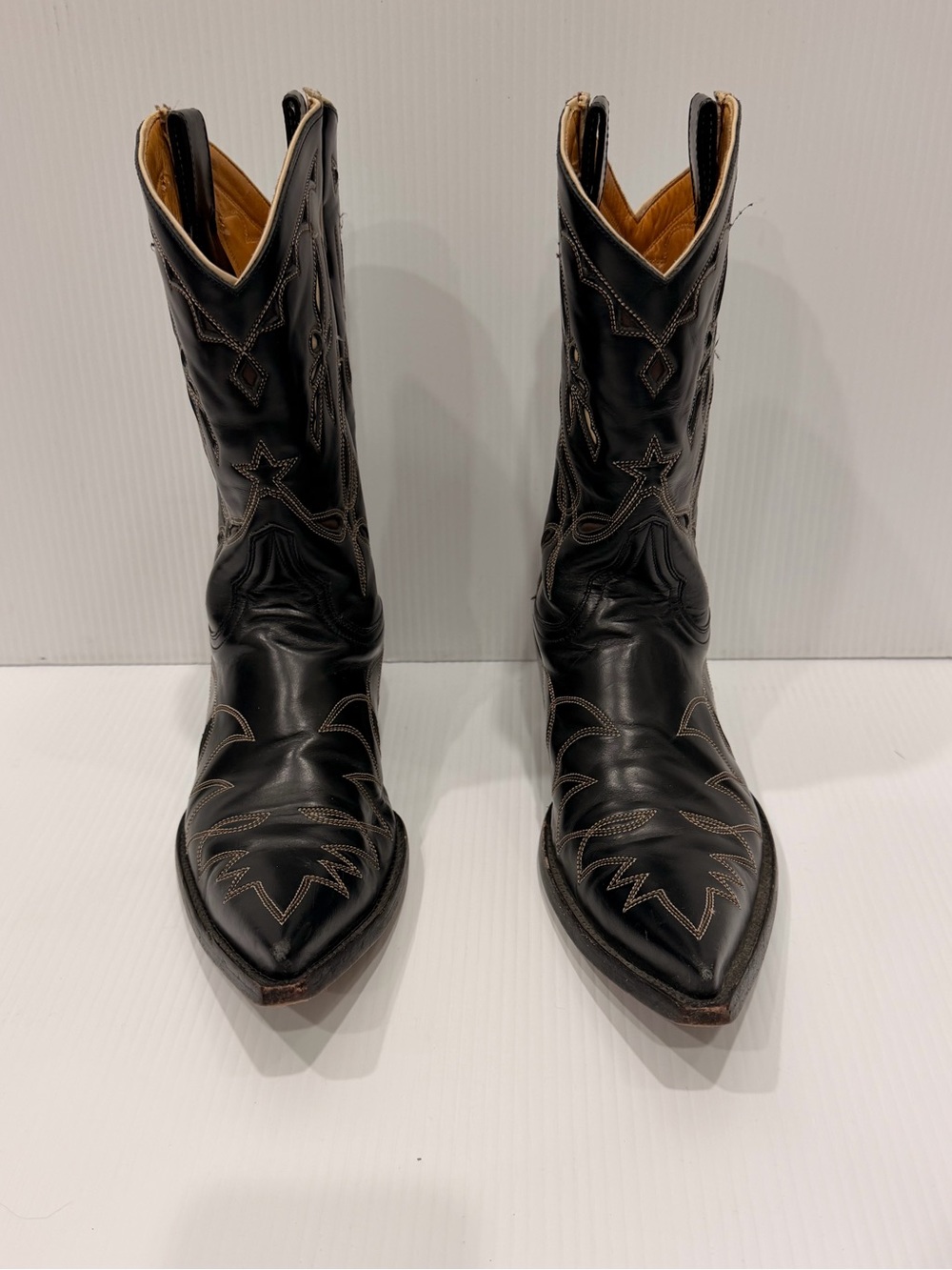 Old Gringo Black Leather Western Cowboy Boots with Contrast Stitching